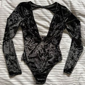 SOLD: Velvet plunging v-neck with back cut-out